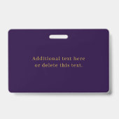 Badge Nom commercial ou salutation Dark Purple & Gold (Arrière)