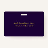 Badge Nom commercial ou salutation Dark Purple & Gold (Dos)