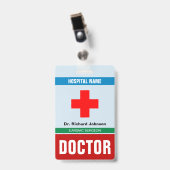 Badge Nom customisé Carte d'identité du médecin (Avant avec clip)