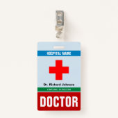 Badge Nom customisé Carte d'identité du médecin (Devant avec clip)