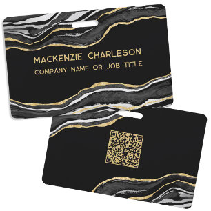 Badge Nom de code QR d'entreprise en géode d'agate de ma