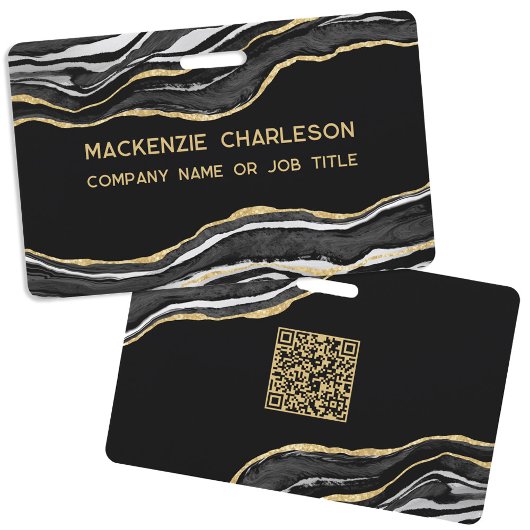 Badge Nom de code QR d'entreprise en géode d'agate de ma