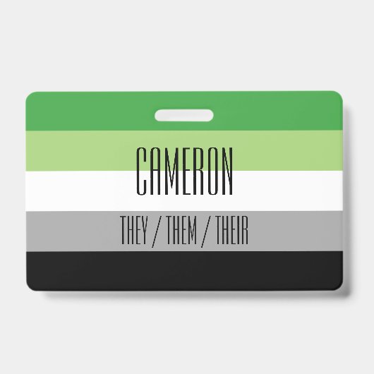 Badge Nom de drapeau d'Aromantic/insigne de pronom (Face)