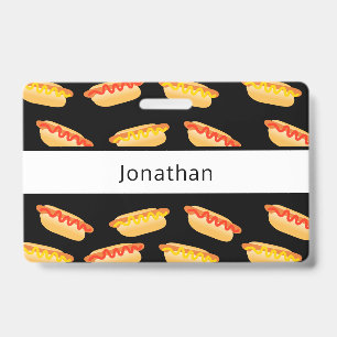Badge Nom de hot-dog de production alimentaire