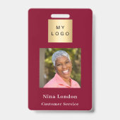 Badge Nom de la photo Bourgogne Code QR logo commercial (Front)