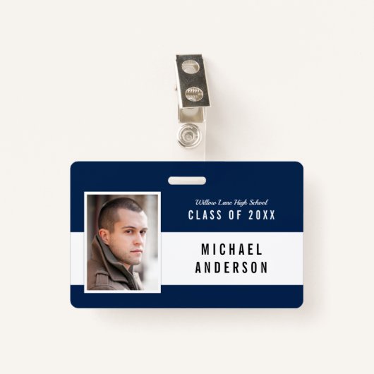 Badge Nom de la photo de la classe scolaire de couleur m (Devant avec clip)