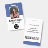 Badge Nom de la photo de l'employé Code de la barre de l (Avant & arrière)