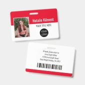Badge Nom de la photo de l'employé Code de la barre de l (Avant & arrière)