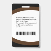 Badge Nom de la photo de l'employé Code de la barre du l (Arrière)