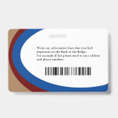 Badge Nom de la photo de l'employé Code de la barre du l (Arrière)