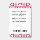 Badge Nom de la photo de l'employé Code de la barre ID d (Dos)