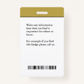 Badge Nom de la photo de l'employé Code de la barre Logo (Dos)