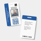 Badge Nom de la photo de l'employé Code QR Code-barres I (Avant & arrière)