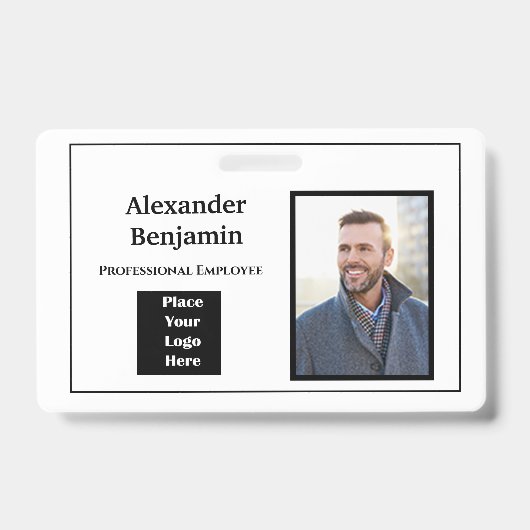 Badge Nom de la photo de l'employé Logo Code à barres ID (Avant)