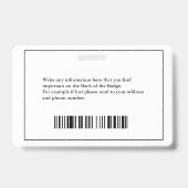 Badge Nom de la photo de l'employé Logo Code à barres ID (Arrière)