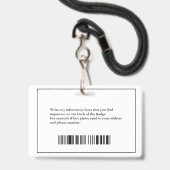 Badge Nom de la photo de l'employé Logo Code à barres ID (Arrière avec lanière)