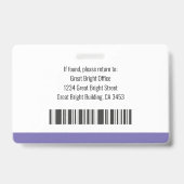 Badge Nom de la photo de l'employé Logo Code-barres Viol (Arrière)