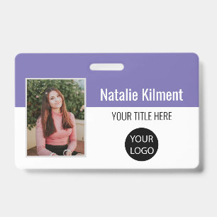 Badge Nom de la photo de l'employé Logo Code-barres Viol