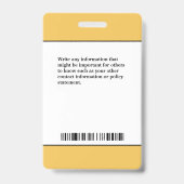 Badge Nom de la photo de l'employé Logo Code de la barre (Arrière)