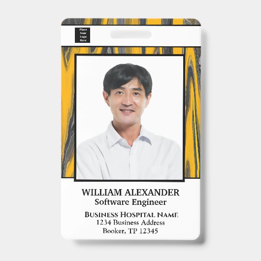 Badge Nom de la photo de l'employé Logo Code de la barre (Avant)