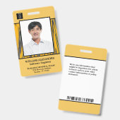 Badge Nom de la photo de l'employé Logo Code de la barre (Recto et verso)