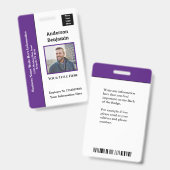 Badge Nom de la photo de l'employé Logo Code de la barre (Avant & arrière)