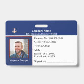 Badge Nom de la photo de l'employé Logo de l'entreprise  (Avant)