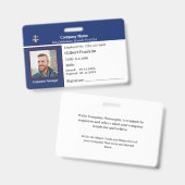 Badge Nom de la photo de l'employé Logo de l'entreprise  (Avant & arrière)