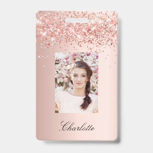 Badge Nom de la photo en or rose