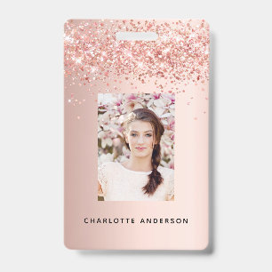 Badge Nom de la photo en or rose