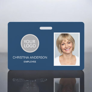 Badge Nom de l'employé bleu Logo Photo Travail d'entrepr