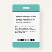 Badge Nom de l'employé Carte d'identité de l'hôpital (Dos)