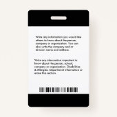 Badge Nom de l'employé Carte d'identité de l'hôpital (Dos)