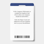Badge Nom de l'employé Code de la barre du logo photo Ba (Arrière)