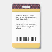 Badge Nom de l'employé Code de la barre du logo photo pe (Arrière)