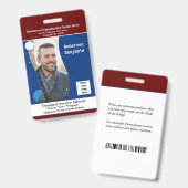 Badge Nom de l'employé Code de la barre photo Carte d'id (Avant & arrière)