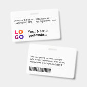 Badge Nom de l'employé de l'entreprise, titre, code barr (Avant & arrière)