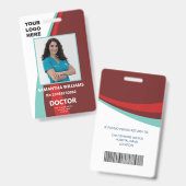 Badge Nom de l'employé de l'ID de médecin personnalisé (Recto et verso)