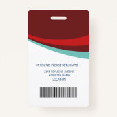 Badge Nom de l'employé de l'ID de médecin personnalisé (Dos)