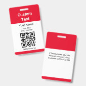 Badge Nom de l'employé ID de titre et code QR Simple Rou (Avant & arrière)