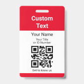 Badge Nom de l'employé ID de titre et code QR Simple Rou (Avant)