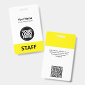 Badge Nom de l'employé jaune Logo de l'entreprise Code Q (Avant & arrière)
