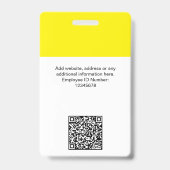 Badge Nom de l'employé jaune Logo de l'entreprise Code Q (Arrière)