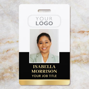 Badge Nom de l'employé Logo de l'entreprise Black Gold B