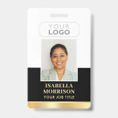 Badge Nom de l'employé Logo de l'entreprise Black Gold B (Avant)