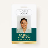 Badge Nom de l'employé Logo de l'entreprise Green Gold B (Devant)