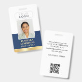 Badge Nom de l'employé Logo de l'entreprise Marine Gold (Avant & arrière)
