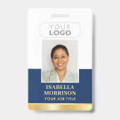 Badge Nom de l'employé Logo de l'entreprise Marine Gold (Avant)