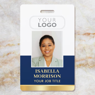 Badge Nom de l'employé Logo de l'entreprise Marine Gold