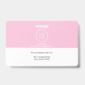 Badge Nom de l'employé Logo de l'entreprise Pink Securit (Arrière)